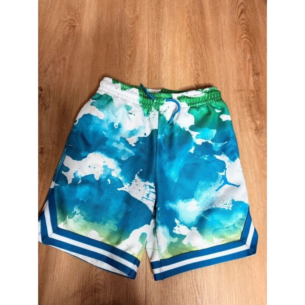 Jordan blue watercolor camo athletic shorts boys youth medium